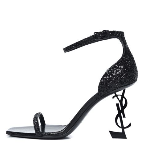 ysl 695108|SAINT LAURENT Glitter Opyum 85 Sandals 37 Black 695108.